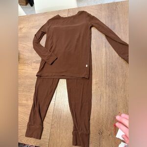 Brave Little Ones Chocolate Brown Ribbed Bamboo 2 Piece Set